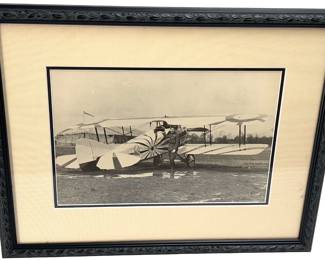 Original WWI Photo US Army Air Service Pilot & Nieuport Fighter, 103rd Aero Squadron "Indian Head" & Sunburst Insignia, AEF France