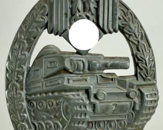 WWII German Panzer Assault Badge in Bronze by Friedrich Orth (F.O.)