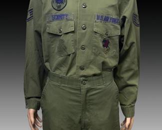 Vintage 1986 USAF OG-507 Utility Uniform Shirt & Pants Staff Sergeant 60th Military Airlift Wing PRIME BEEF