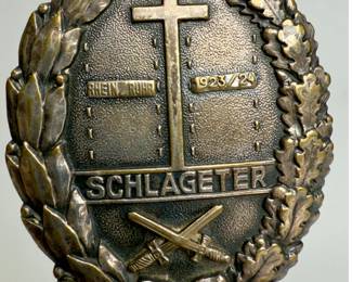 German Weimar Era FREIKORPS Schlageter Memorial Badge RHEIN RUHR 1923 Paul Küst Maker Marked