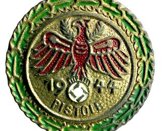 WWII German 1944 Tinnie Badge - Gau Westfalen-Süd - Red Bird &