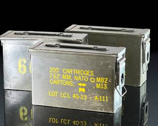 Lot of 7 Empty M19A1 Military Ammunition Boxes Cans