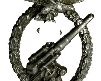 WWII German Luftwaffe Flak Badge - G.B. (Gustav Brehmer) Maker Marked - Third Reich Original Anti-Aircraft