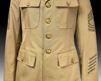 WWII US Army M1943 Sergeant Service Coat Khaki Military Uniform