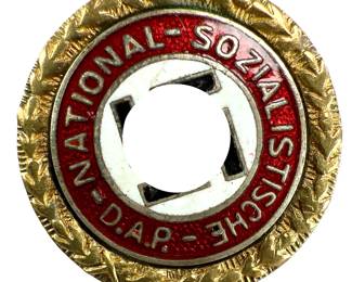 WWII German Small Golden Party Badge #45327 with Detlev Niemann COA