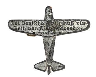 German Third Reich "Nation of Aviators" Airplane Tinnie with Hermann Göring Quote, c. 1933