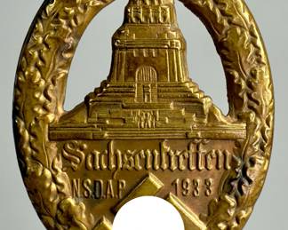 1933 NSDAP "Sachsentreffen" Saxon Rally Tinnie - Leipzig Völkerschlachtdenkmal Badge