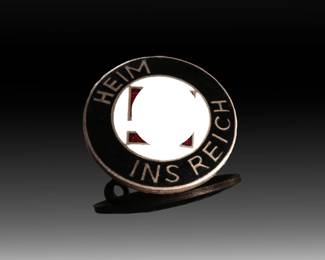 German Third Reich "Heim ins Reich" Propaganda Pin - Enameled Badge - Maker Marked L.G.S
