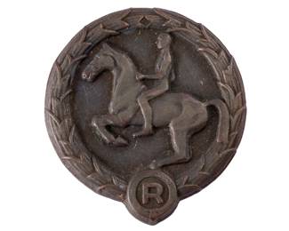 Third Reich Era German Youth Rider's Equestrian Badge in Bronze - Maker Marked "34"