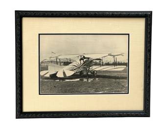 Original WWI Photo US Army Air Service Pilot & Nieuport Fighter, 103rd Aero Squadron "Indian Head" & Sunburst Insignia, AEF France