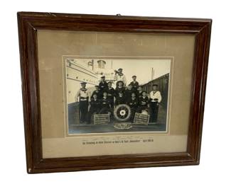 Original 1909 German Imperial Navy Photo, Kaiser Wilhelm II's Yacht HOHENZOLLERN, Named Crew & Noble Officer Rabe von Pappenheim