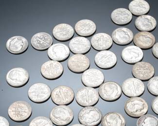 Lot of 84 US Pre 1964 Roosevelt Dimes 90% Silver