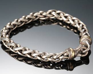 David Yurman 8mm Wheat Chain Bracelet, Sterling Silver & 18K Gold, 9"