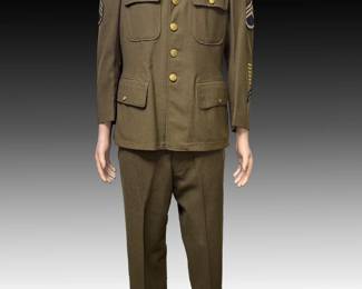 3pc WWII US Army M1941 5th Army Sergeant Uniform Set with Trousers and Shirt Military Uniform