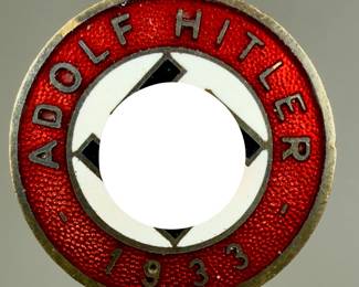 Original German Third Reich Era 1933 Adolf Hitler Supporter Pin Badge - RZM & Ges. Gesch. Marked