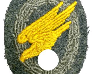 WWII German Luftwaffe Cloth Paratrooper Badge - Veteran Worn Fallschirmjäger Insignia