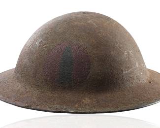 Original WWI US M1917 Doughboy Helmet with Hand-Painted Artillery Shell Insignia