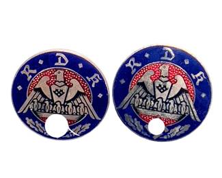 Lot of 2 - WWII German RDK (Reichsbund der Kinderreichen) Blue Variant Membership Badges