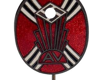 1930s German American Bund "AV" Membership Stick Pin Pre-WWII Sympathizer Insignia by Apollo Jewelry Brooklyn NY