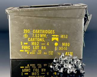 Lot of M13 .308 Ammo Cartridge Links Metallic Belt 7.62mm in Ammo Can