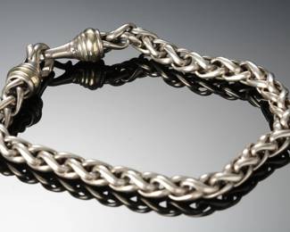 David Yurman 6mm Wheat Chain Bracelet, Sterling Silver & 14K Gold, 8.5"