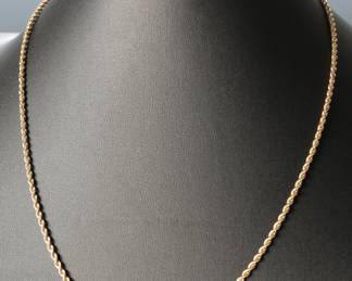14k Gold Rope Necklace 20in 2.5mm