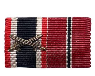 WWII German 2-Place Ribbon Bar - War Merit Cross w/ Swords & Eastern Front Medal