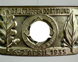 1935 German Third Reich NSDAP Tinnie Badge - Gau Treffen Dortmund Rally