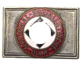 WWII German Party Scarf Slide / Tie Slide with Early D.A.P. Badge - Third Reich