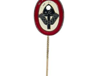 German Third Reich RAD Remembrance Stick Pin - WWII Reichsarbeitsdienst Spade, Wheat & Insignia - Ges. Gesch. Marked