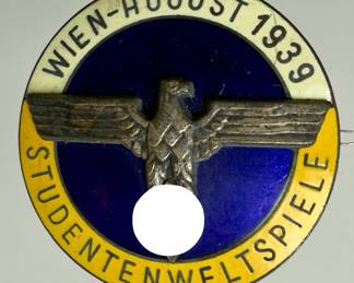 1939 Third Reich "World Student Games" Vienna Tinnie - Pre-WWII Propaganda Badge