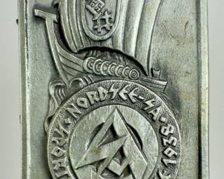 1938 German SA-Gruppe Nordsee Tinnie - Sportwettkämpfe Badge by R. Sieper & Söhne
