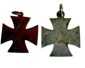 Lot of 2 WWI Imperial German 1914 Iron Cross Miniature Charms