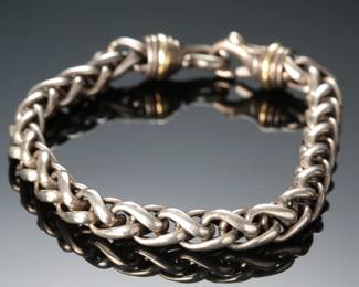 David Yurman 8mm Wheat Chain Bracelet, Sterling Silver & 18K Gold, 9"