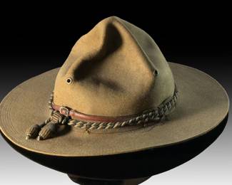 WWI US Army Officer M1911 Campaign Hat c.1918, Spec. 1289 Doughboy Montana Peak w/ Gold & Black Cord