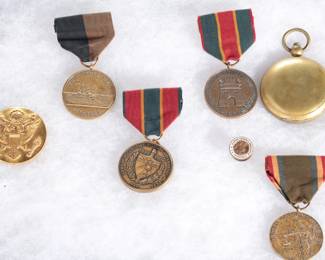 WWII 14piece U.S. Military Collection - Civil War, Spanish-American War & WWI - Named USMC WWI Dog Tag "PEARL HULL"