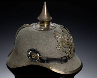 Original WWI Imperial German Prussian M1915-Pattern Ersatz Felt Infantry Pickelhaube Spiked Helmet