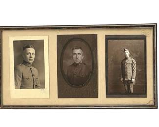 WWI US Army "Three Brothers" Portrait Grouping; Infantry PFC w/ Wound Chevron & I Corps Patch, Sanitary Corps & Corporal