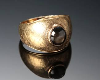 18k Gold Black Star Sapphire Ring Mens SIZE: 8