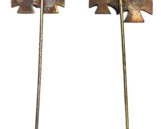 Lot of 2 German WWII Double Iron Cross 1st Class Stickpins - Maker Marked L/52