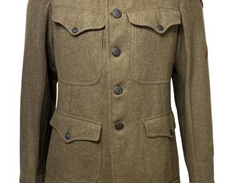 WWI US Army AEF M1917 Doughboy Service Coat - Railhead & Regulating Station SOS Patch - Honorable Discharge & Overseas Chevrons