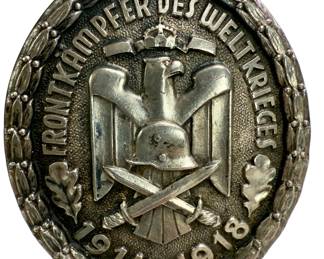 German WWI Veteran "Frontkämpfer" Badge 1914-1918 - D.R.G.M. & GES.GESCH. Marked