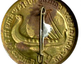 German 1937 Gautag Weser-Ems Tinnie - Oldenburg Rally Badge - Viking Ship