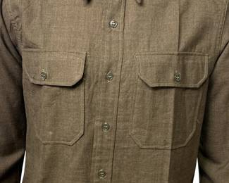 Vintage WWII 1943 US Army M1937 Wool Flannel Shirt 2nd Infantry Division Indianhead Patch
