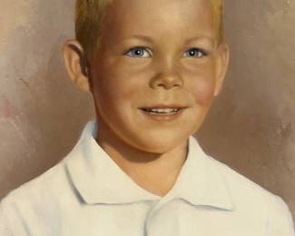 Vintage Mid-Century Oil Portrait of a Boy, Signed Charles Alexander, c. 1960s