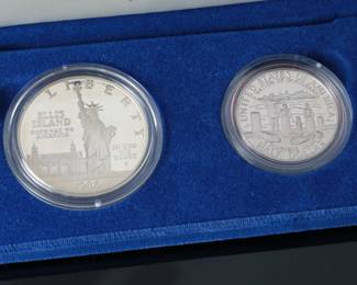 1986 Proof Statue of Liberty 2 Coin Silver Dollar and Clad Half US Mint Set
