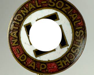 German Third Reich NSDAP ( Party) Enameled Membership Lapel Stickpin - Ges. Gesch.