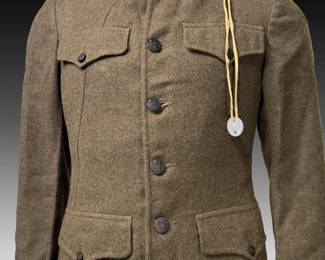 WWI US Army 27th Division Enlisted Service Tunic M1917 with Soldier's Dog Tags - Albert Glidden