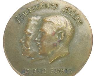 1933 German Third Reich "Hindenburg & Hitler" Tinnie - Seizure of Power Badge