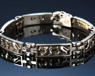 14k Gold Panther Link Panel Bracelet Size: 7